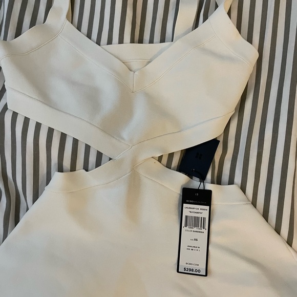 BCBGMaxAzria White Cut Out Ruffled Mini Dress - Picture 5 of 5